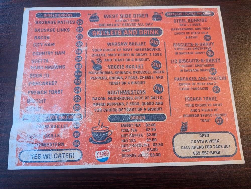 West Side Diner Menu image 3